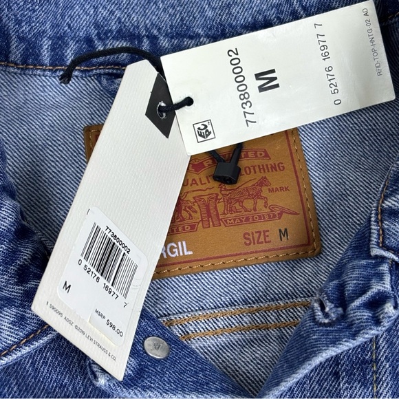Levi's Virgil Denim Trucker Jacket Type 3 Virgil Abloh Big E - Picture 7 of 16